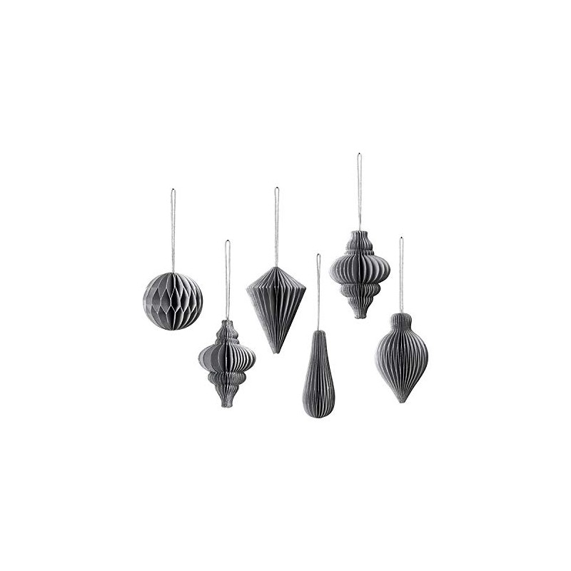 Broste Decorative Christmas Mix Paper Pendants Set of 6 Ready