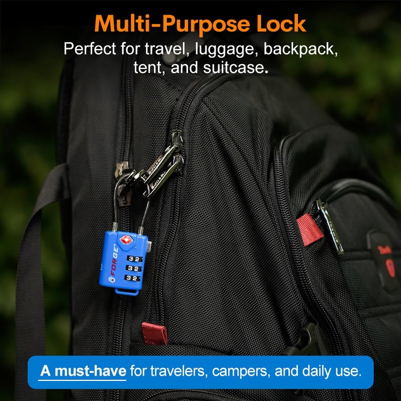 Bright Colors, TSA Approved Luggage Locks 4 Pack, Re-settable Combination