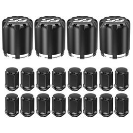 CLUBRALLY Black Golf Cart Center Caps & Wheel Lug Nuts Kit, 4 PCS ITP SS Wheel Hub Cap and 16 PCS Lug Nut for EZGO, Club Car