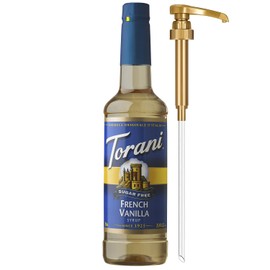 Torani Sugar Free Coffee Syrup, French Vanilla Flavored Syrup for Drinks, Zero Calorie, Pump Included, 25.4 Fl Oz