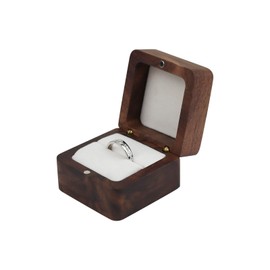 Energather Ring Boxes, Square Wooden Ring Box Ring Holder Box with Magnetic, Elegant Ring Bearer Box Small Ring Box for Wedding, Engagement, Proposal, Ceremony, Anniversary (white)