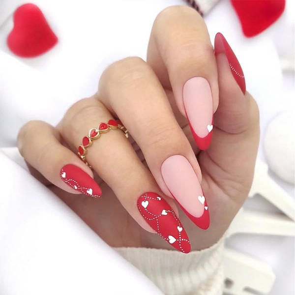 Lifextol Valentines Day Press on Nails Medium Fake Nails Medium