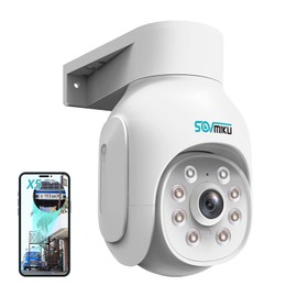 Sovmiku Network Camera, Security Camera, 5x Zoom, Pintilt, IP Camera, PTZ, 3 Megapixels, 1536P, Full Color Night Vision, Indoor and Outdoor Use, Camera, Two-Way Audio, Motion Detection, Alarm Notification, Remote Monitoring, PSE Certified, IP66 Waterproo