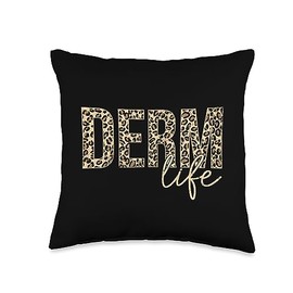 Leopard Derm Life Dermatologist Skin Professional Vintage Derm Life Cosmetic Dermatologist Dermatology Throw Pillow, 16x16, Multicolor