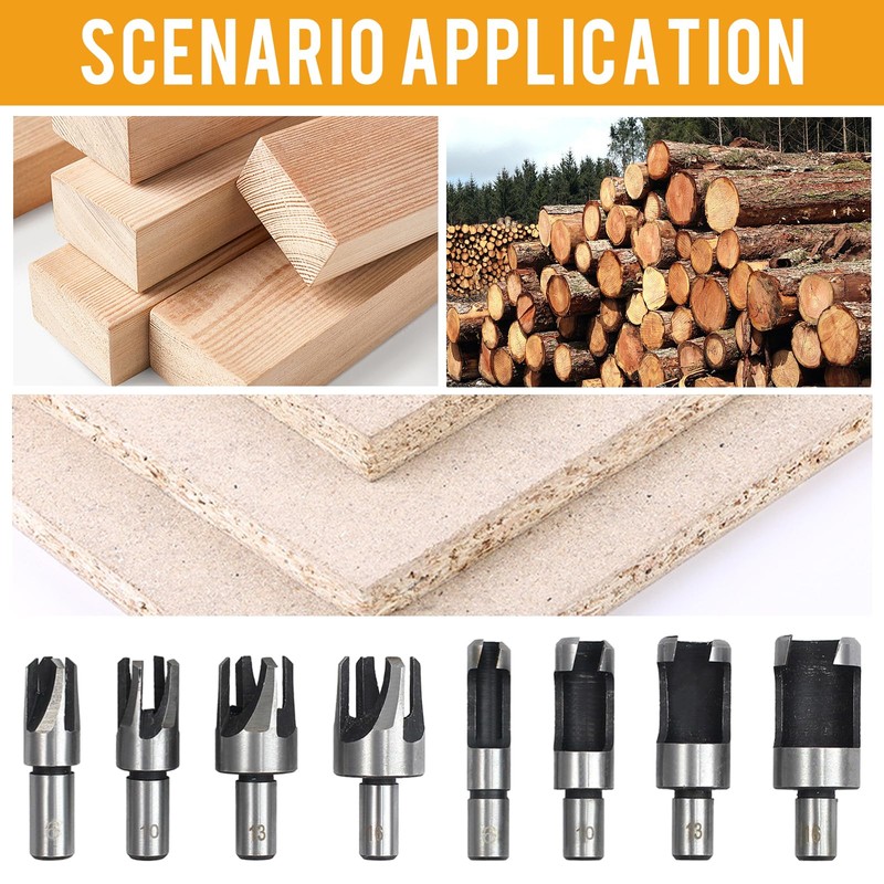 8 Piece Dowel Tenon Drill, Wood Plug Cutter Drill Bit