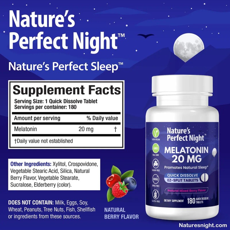 Nature's Perfect Night Melatonina 20mg 180 Tabletas