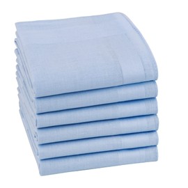 HOULIFE Men's Handkerchiefs - Women's Plain Handkerchiefs Fabric Made of Pure 60S Cotton for Everyday Use Wedding, 40 x 40 cm / 16 x 16 inches, 6/12 Pieces, lightblue