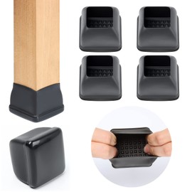 Ezprotekt Pack of 16 Chair Leg Gliders for Carpets, Diameter 36-56 mm Square, Black Furniture Cups, Chair Leg Covers, Smooth Chair Feet, Protection for Chair Legs, Protection for Chair Legs
