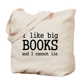 CafePress I Like Big Books And I Cannot Tote Bag Natural Canvas Tote Bag, Reusable Shopping Bag