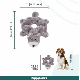 ZippyPaws Zippy Paws Loopy - Soft Plush Unstuffed Squeaky Chew Toy 10 " Gray Wolf