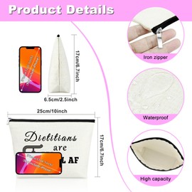Mxrymvu Funny Nutritionist Gifts Makeup Bag Registered Dietitian Gift Cosmetic Bag Dietitian Appreciation Gifts Travel Bag Thank You Gifts for Coworkers Zipper Pouch Dietitians Are Vital AF