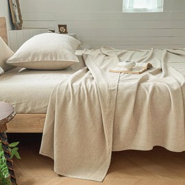 100% Linen Fitted Sheet King Size(1 Piece), 15" Deep Pocket Mattress Cover, Stone Washed Natural French Flax Bottom Sheet (Natural Linen, King)