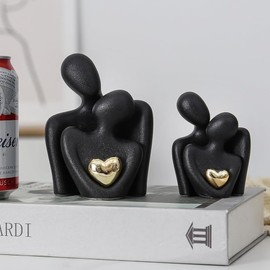 Aswalling Mini Couple Statue Abstract Sculpture Home Decor Knick Knacks Couples Love Office Show Pieces Black B