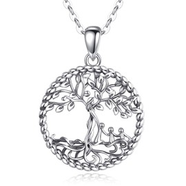 AEONSLOVE Tree of Life Necklace 925 Silver for Women Tree of Life Necklace for Mother Mum Daughter Jewellery Birthday Gift for Mum Grandma, Sterling Silver