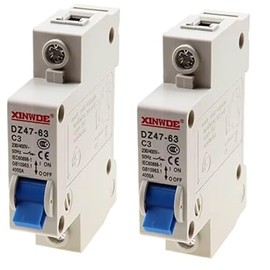 Bumbesti 2pcs 1 Pole 230/400V Low-Voltage Miniature Circuit Breaker 3A Din Rail Mount DZ47-63 C3 (3A)