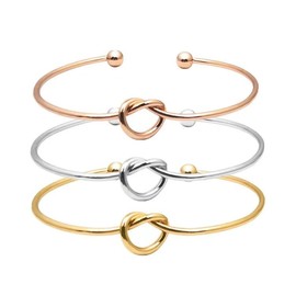 Women's Fashion Stainless Steel Knot Bracelet with Love Opening Titanium Steel Bracelet