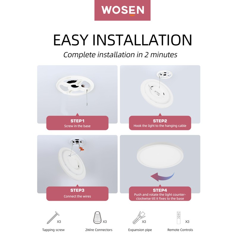 2 Pack 12 Inch Smart Ceiling Light Fixture, RGB LED