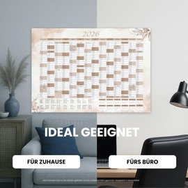 XXL Annual Calendar 2026 + January 2027 in A1 in Beige Design with Holidays & Holidays Wall Calendar Planner Calendar Folded Delivered for Family Office School Planning Organisation Overview