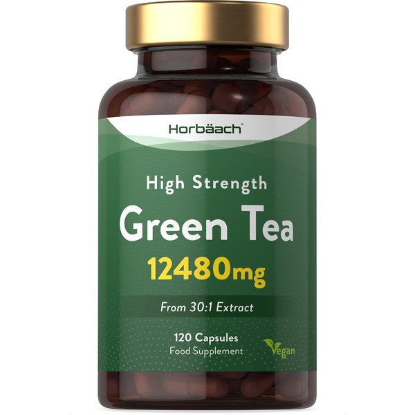 Green Tea Capsules 12480mg | High Strength Extract | 120 Count | Vegan & Vegetarian | by Horbaach