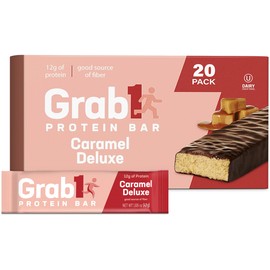 Grab1 Caramel Deluxe Protein Bars (20 Bars) | Controls Hunger | Certified Kosher | Delicious Tasting | Low Calorie | Great Meal Replacement or Snack