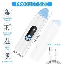 Vmxlso Ear Pressure Relief Device, Eustachian Tube Unblocker, Rechargable Ear Popper Ear Relief Device, 3 Speed Adjust, Eustachian Ear Unclogger for Flying, Swimming, Diving, Elevator, Tinnitus