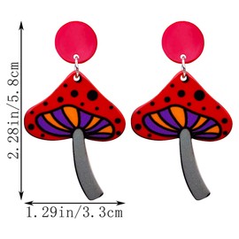 QUPENGXU Acrylic Colorful Mushroom Dangle Drop Earrings for Women Fresh Chic Charm Food Pendant Drop Earrings For Women (style-1)