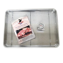 Large Beef Rack, Dry Aging Pan, Fridge Thermometer, and Instructions by Dry Age Chef - Perfect for Dry Aging Steak at Home!