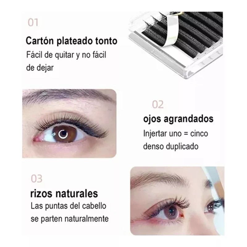 Nagaraku Extensiones De Pestañas 5d W Shape 8-15mm Mix