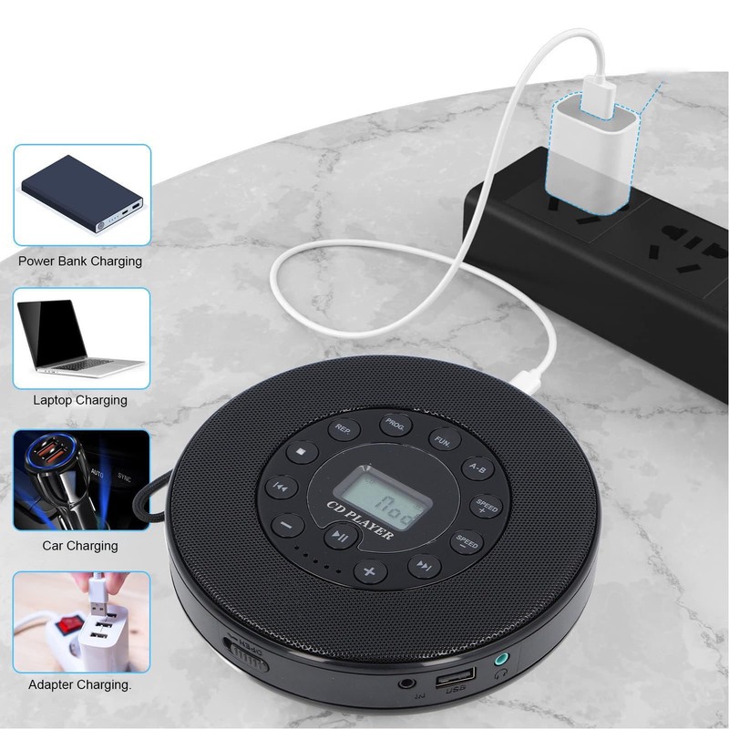 Portable CD Player, Compact Bluetooth CD Player with Speaker, Anti-Skip,