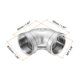 sourcing map 2pcs 304 Stainless Steel 90 Degree Elbow Fittings NPT 3/4" Female to Female Threaded Adapter Pipe Fitting for Connecting Water Pipe Air Hose PVC Tube Cast Coupling