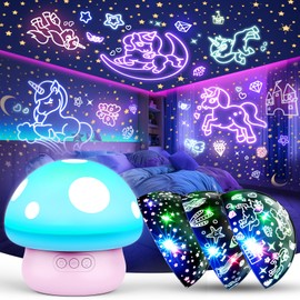 Hapikids Unicorn Mermaid Starry Sky Projector Children, Mushroom Night Light Girls Gifts 2 3 4 5 6 7 8 Years Boy Toy from 3-9 Years Boy Gifts 2-8 Years Christmas Gifts