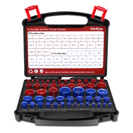 Vorhixa 52pcs Thread Checker, 27 SAE & 25 Metric Nut and Bolt Thread Checker, Thread Gauge, Bolt Size Finder Kit for Size Check in Tricky and Narrow Areas