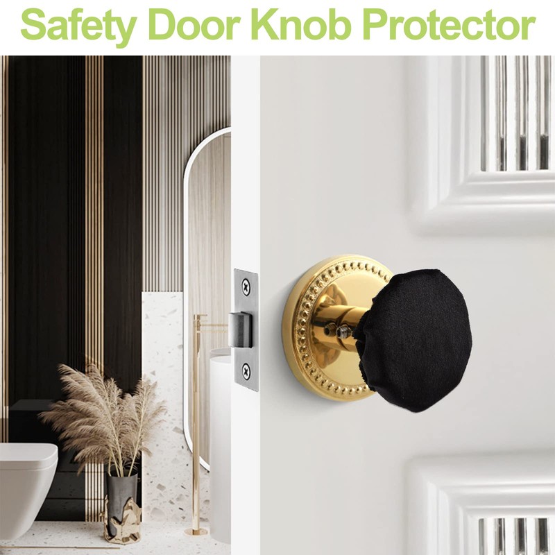 UFURMATE Door Handle Covers, 2Pcs Black Decorative Round Door Knob