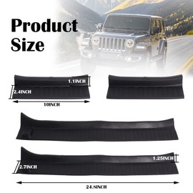 Door Sill Guards for 4 Door Jeep JL, Black Soft Rubber Guard Scratch Guard Cover for Jeep Wrangler JL JLU 2018-2024 and Jeep Gladiator JT 2020-2024