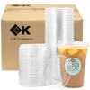 [100 Sets] 24 oz Disposable Clear Plastic Coffee Cups with