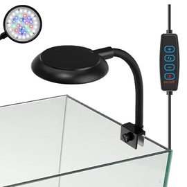 Petta Clip On Aquarium Light for 1-3 Gal Fish Tank, USB Betta Fish Light for Nano/Small/Planted Tank(Dimmable White+Blue+Red+Green LED) Adjustable Brightness, Enhance Betta Fish/Aquatic Plants Color