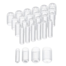 sourcing map 40pcs Round Rubber End Caps 3mm 6mm 9mm 12mm Clear Vinyl Cover Screw Thread Protectors Assortment Kit