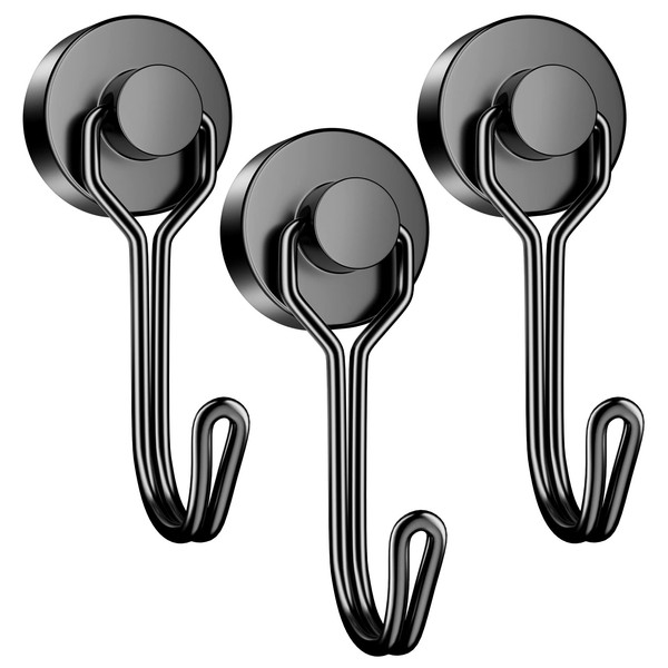 Grtard 3 Pack Magnetic Hooks 25Lbs Neodymium Magnet with Hooks,