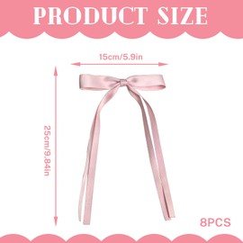 Hair Bows for Women,8 Pcs Silk Hair Ribbons,Bow Hair Clip for Girls Teens,Colorful Hair Bow Clip with Long Tail(4 Color)