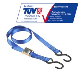Master Lock 4368EURDAT Certified Strap with Buckle and S Hook, Blue, 2m x 25mm Straps, Pack of 2