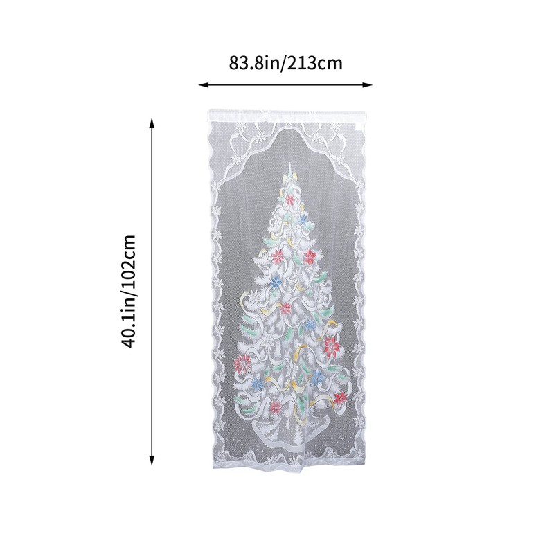 SOLUSTRE 1 Set Illuminated Christmas Tree Curtain Panel Lace Window
