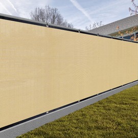 SUNNY GUARD Privacy Screen Fence 6' x 25' Sand Heavy Duty Dustproof Denoise Fencing Mesh Fabric Shade Net Cover for Outdoor Wall Garden Yard Pool Deck(We Make Custom Size)