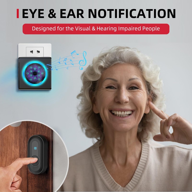 CallToU Hearing Impaired Doorbell with Strobe Light & 55 Melodies,