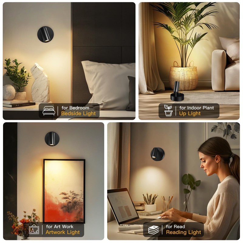 Kimjo Spot Lights Indoor, Wireless LED Spotlight, Uplighting Indoor with