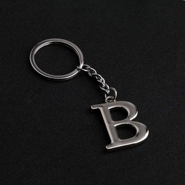 POTIY Silver Alphabet Initial Letter Keychain Initial Letter Charm Keychain for Women 26 Initial Letter A-Z Initial English Charm Key Ring (B)