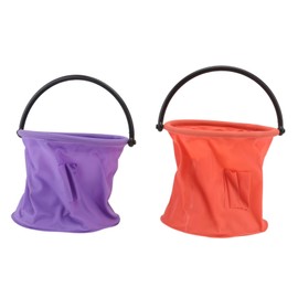 OHPHCALL 2Pcs Foldable Wash Pen Bucket Collapsible Brush Basin for Painting Portable Art Tool Orange Purple for Schools Families and Outdoor Activities