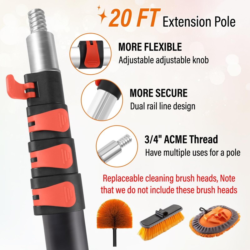 26FT High Window Cleaning Kit with Pole, 2 in 1