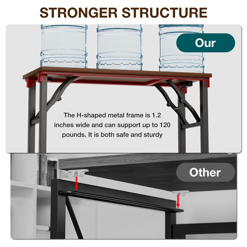 TEMI Small Computer Desk Folding Table - No Assembly, Compact