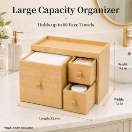 Bamboo Face Towel Holder with 3 Drawers