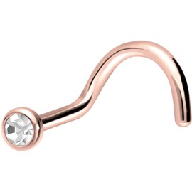 Piercingline Nose Piercing | Titanium | Flat Crystal Disc | Spiral Nose Stud Piercing | Choice of Colours and Sizes